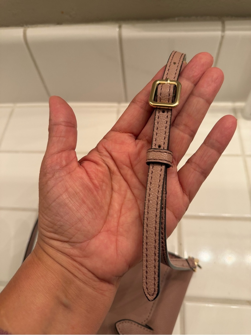 Nine West Pebbled Leather Crossbody Bag in Mauve Taupe - Picture 9 of 11